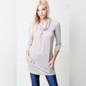 White Cowl Neck Long Sleeve Top size S,M